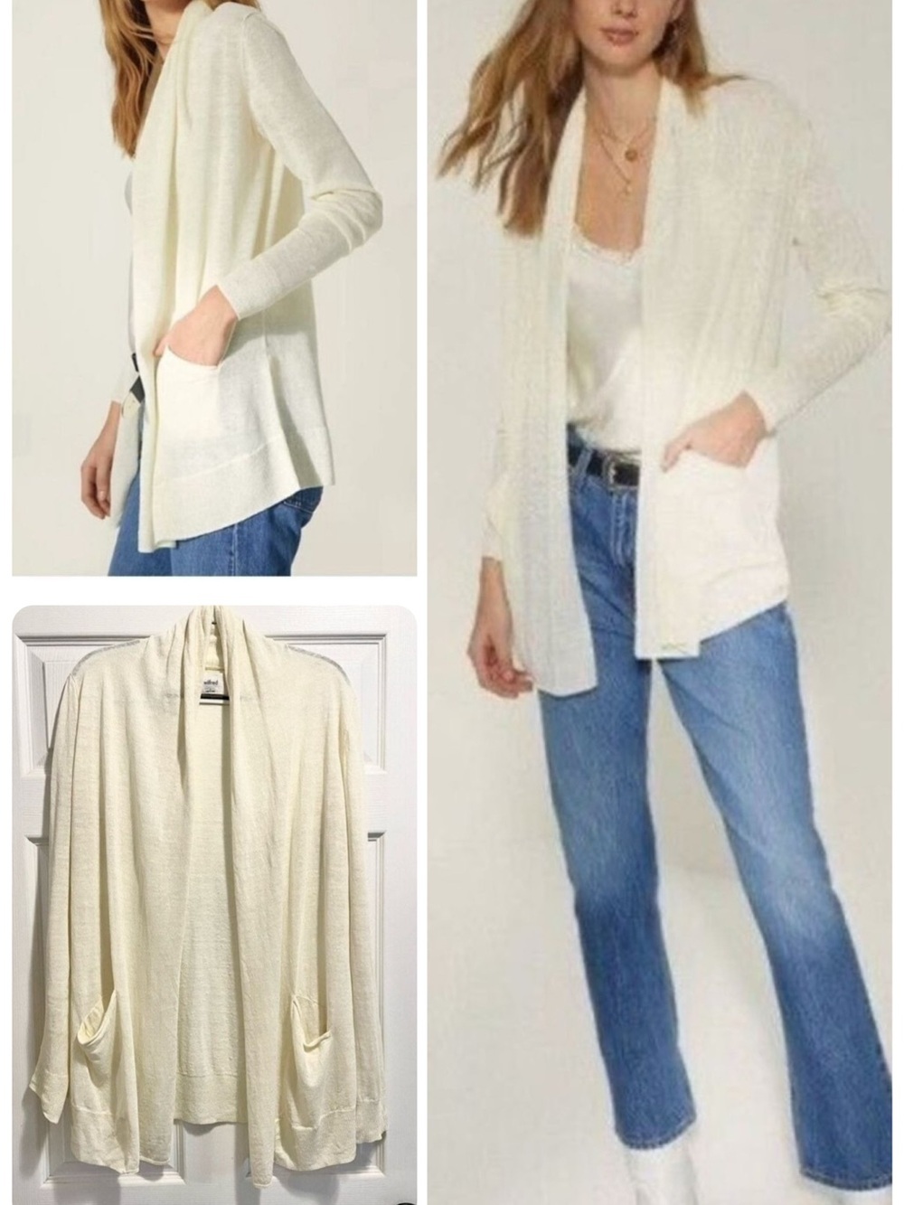 Aritzia Wilfred Flaubert Linen Blend Open
Cardigan Sweater Sheer Ivory Sz Large